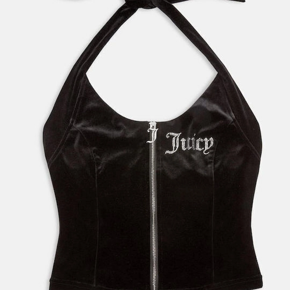 Juicy Couture Γυναικεία Μπλούζα Βελούδινη Αμάνικη με Φερμουάρ