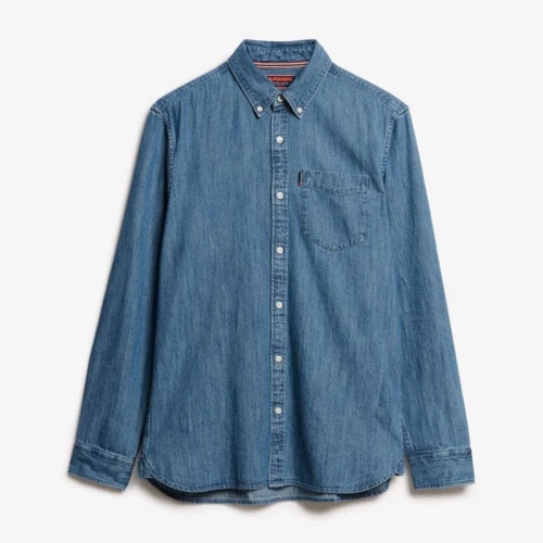 SUPERDRY M4010997A Αντρικό Πουκάμισο STUD ESSENTIALS L/S DENIM SHIRT.