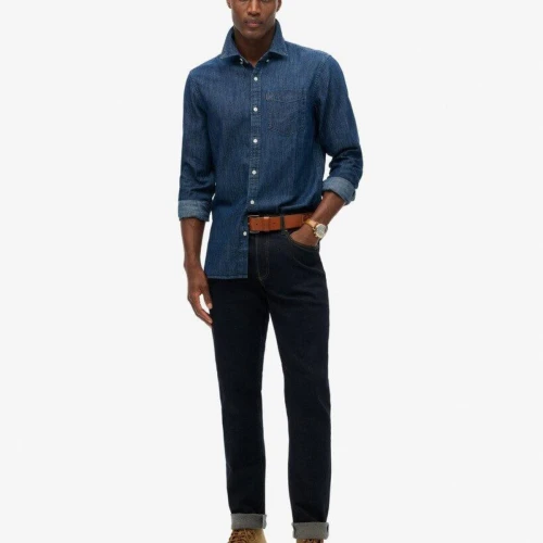 SUPERDRY M4010997A Αντρικό Πουκάμισο STUD ESSENTIALS L/S DENIM SHIRT.