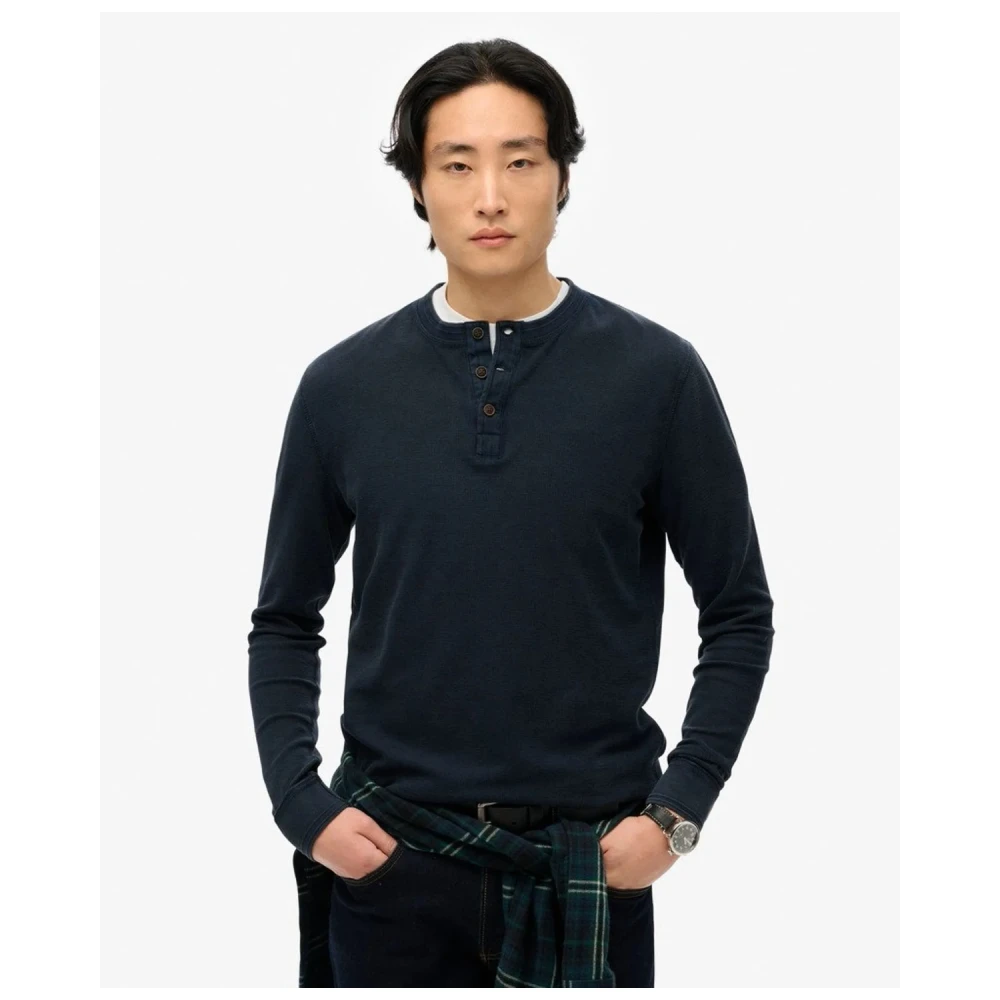 SUPERDRY M6010829A Αντρική Μπλούζα OVIN LW TEXTURED GRANDAD TOP.