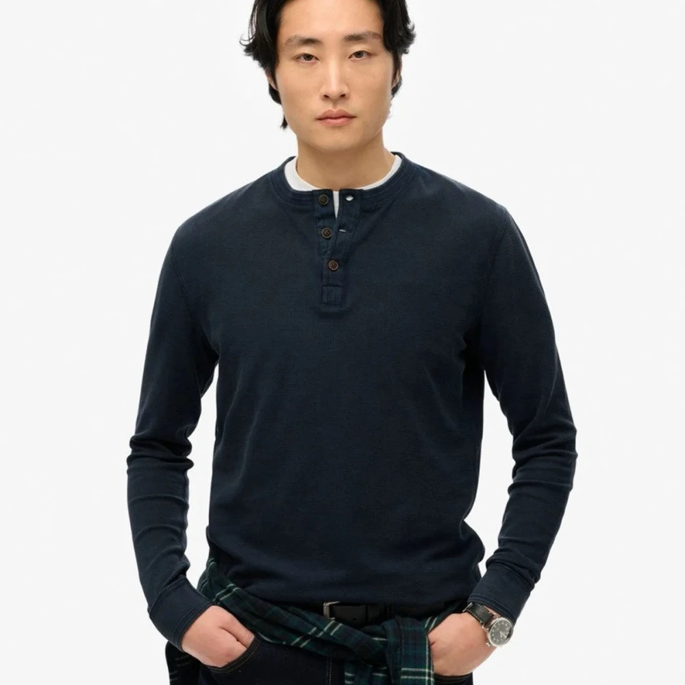 SUPERDRY M6010829A Αντρική Μπλούζα OVIN LW TEXTURED GRANDAD TOP.