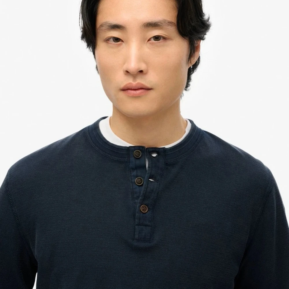 SUPERDRY M6010829A Αντρική Μπλούζα OVIN LW TEXTURED GRANDAD TOP.