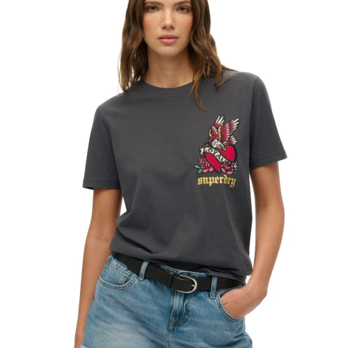 SUPERDRY W1011605A Γυναικεία Μπλούζα OVIN OLD SCHOOL TATTOO RELAXED TEE.