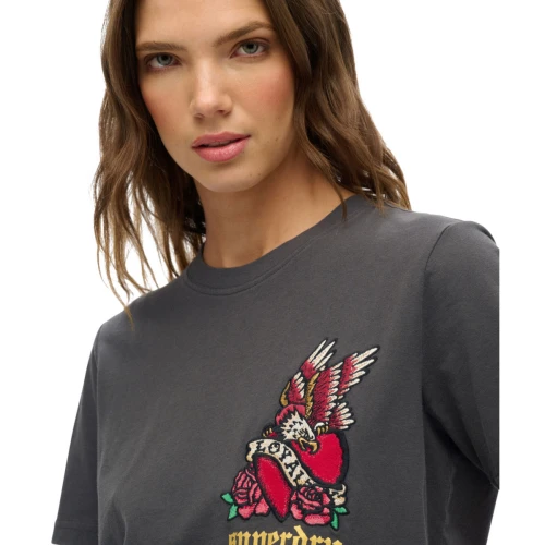 SUPERDRY W1011605A Γυναικεία Μπλούζα OVIN OLD SCHOOL TATTOO RELAXED TEE.