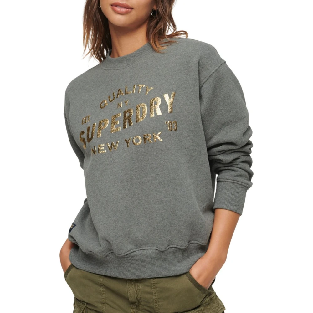SUPERDRY W2011991A Γυναικείο Φούτερ LUXE METALLIC LOGO SWEATSHIRT.