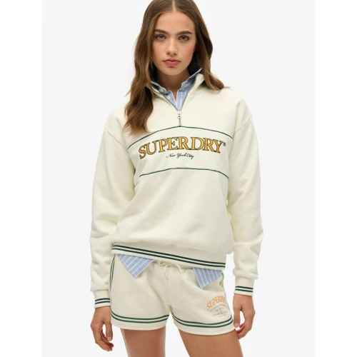SUPERDRY W2012253A Γυναικείο Φούτερ COUNTRY CLUB LOOSE HALF ZIP.