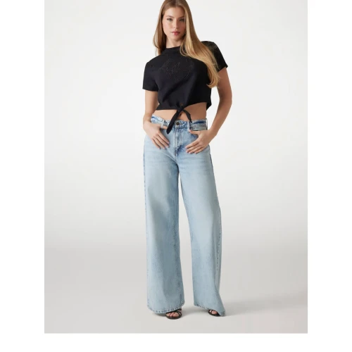 GUESS Γυναικεία Μπλούζα EYELET TONE ON TONE TEE