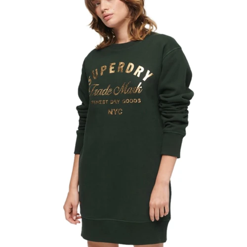 SUPERDRY W8011496A Γυναικείο Φόρεμα LUXE METALLIC LOGO JERSY DRESS.