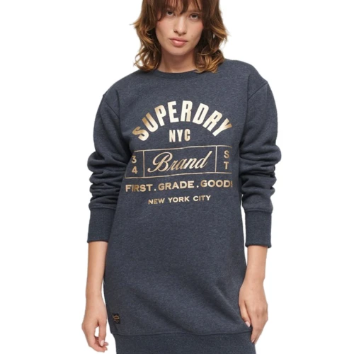 SUPERDRY W8011496A Γυναικείο Φόρεμα LUXE METALLIC LOGO JERSY DRESS.