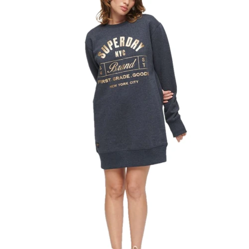 SUPERDRY W8011496A Γυναικείο Φόρεμα LUXE METALLIC LOGO JERSY DRESS.