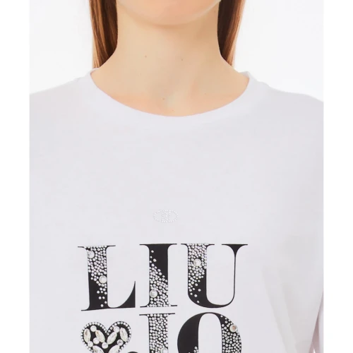 LIU JO WA5147JS923 Γυναικεία Μπλούζα WHITE T-SHIRT MODA M/C ΜΠΛ