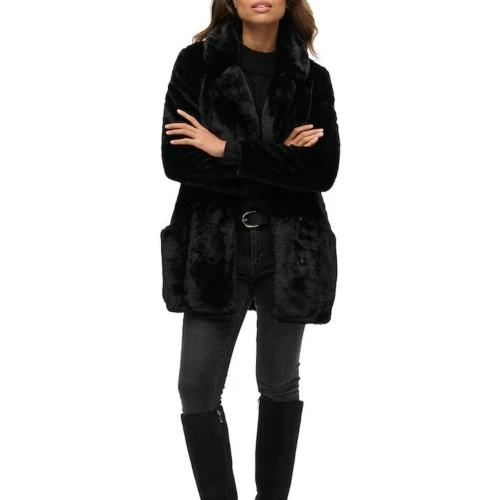 SUPERDRY W5011707A D3 OVIN VINTAGE MID FAUX FUR COAT ΜΠΟΥΦΑΝ