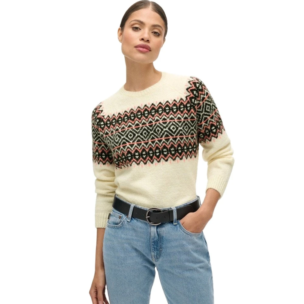 SUPERDRY Πλεκτό Μπλουζάκι με Σχέδιο Fairisle