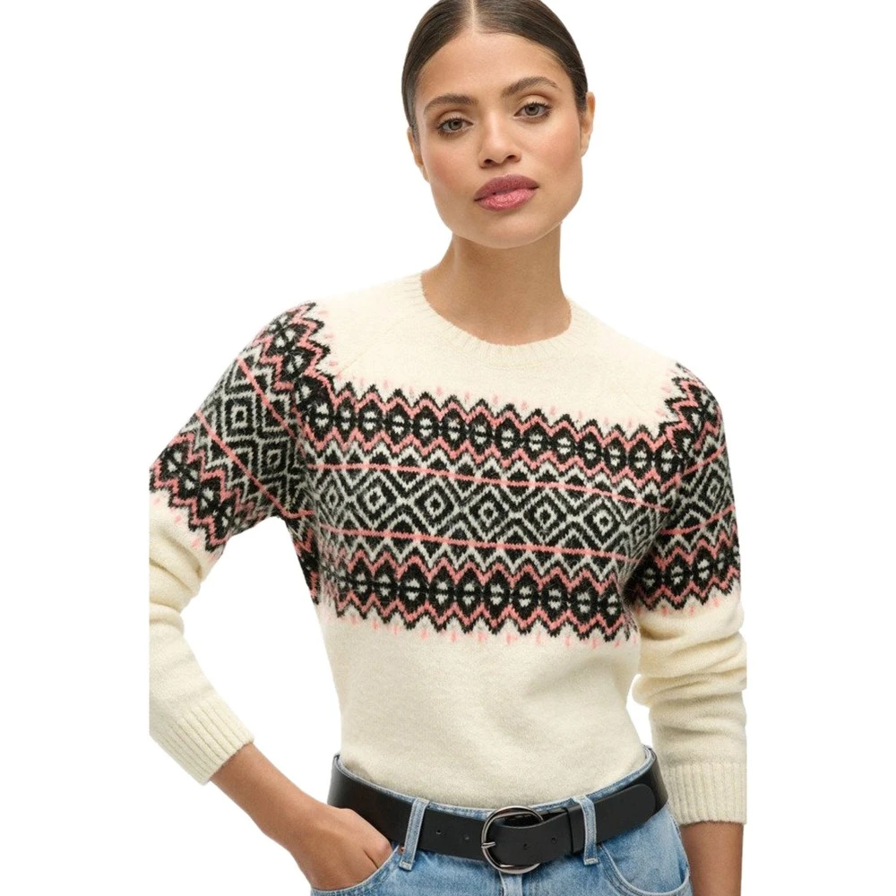 SUPERDRY Πλεκτό Μπλουζάκι με Σχέδιο Fairisle