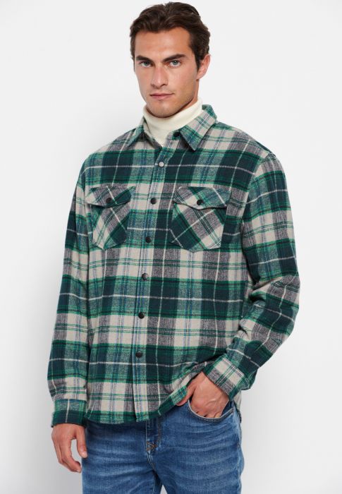 FBM006-311-05 Flannel καρό overshirt με τσέπες