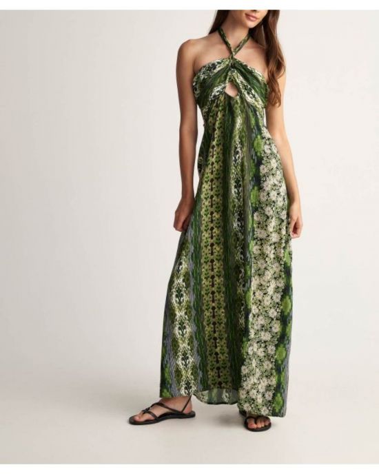 Φόρεμα μακρύ με prints Grass 91238818 Attrativo