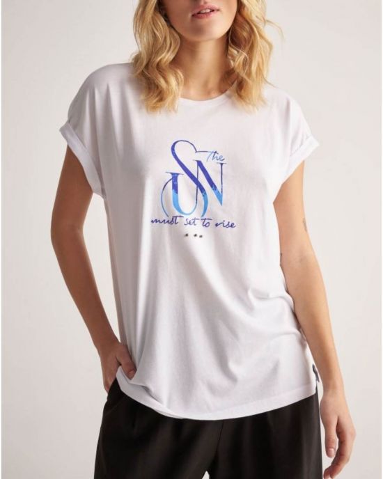 T-shirt με lettering White 9916170 Attrativo