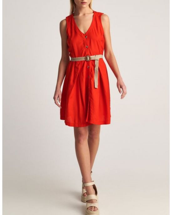 Φόρεμα μίντι με ζώνη Burnt Orange 9S21056 Attrativo