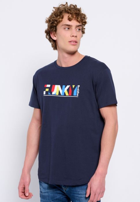 FBM007-024-04 Loose fit t-shirt με colorblock branded τύπωμα Funky Buddha