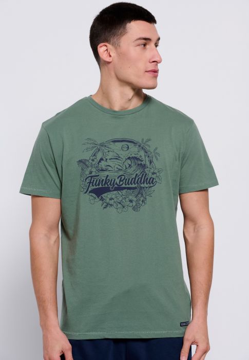 FBM007-348-04 T-shirt με branded hawaiian style τύπωμα Funky Buddha