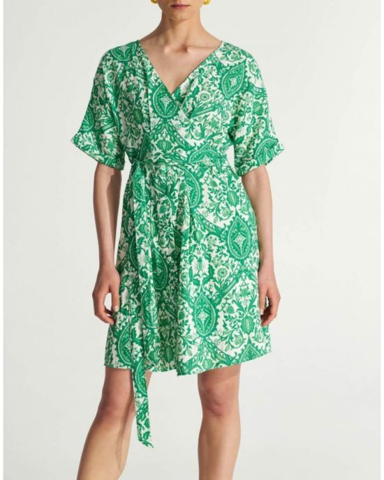 Φόρεμα κρουαζέ εμπριμέ Brazil Green ALE