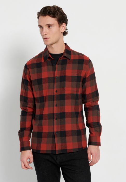 FBM008-031-05 Flannel καρό πουκάμισο με τσέπη Funky Buddha