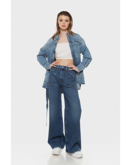 Γυναικείο Παντελόνι Wide Leg Jeans Uhw Utility 32 PL2046122