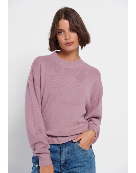 FBL006-110-09 Fine knit πουλόβερ με στρογγυλή λαιμόκοψη