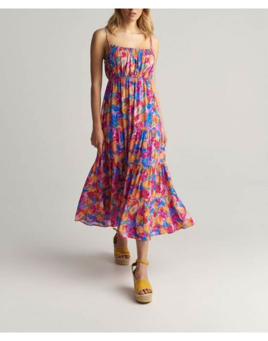 Φόρεμα μακρύ με μοτίβα Multicolor 9916888 Attrativo