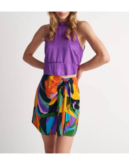 Φούστα κοντή με πολύχρωμα prints Multicolor 9917088 Attrativo