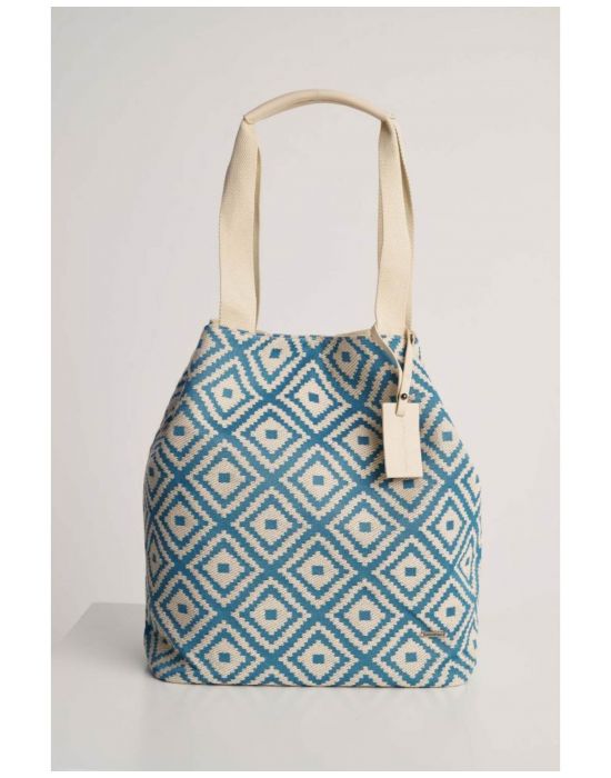 Τσάντα shopper με γεωμετρικά σχέδια Natural 9T20764 Attrativo
