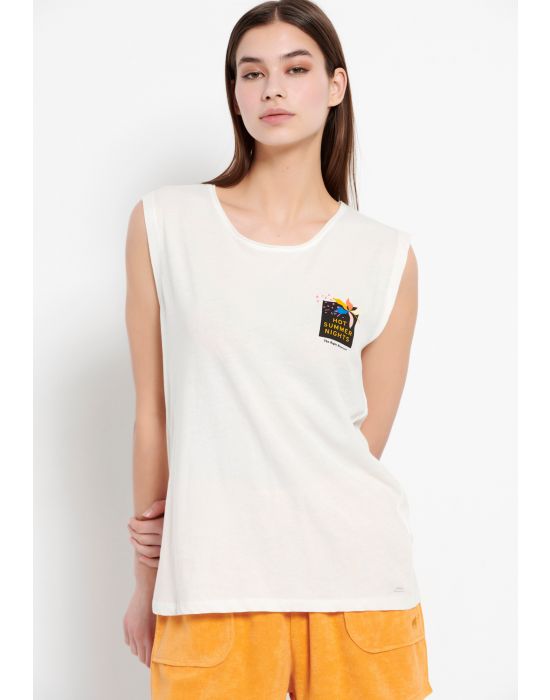 FBL007-193-04 Αμάνικο t-shirt με τύπωμα στην πλάτη Funky Buddha