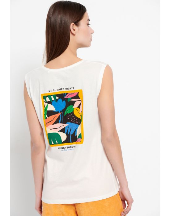 FBL007-193-04 Αμάνικο t-shirt με τύπωμα στην πλάτη Funky Buddha