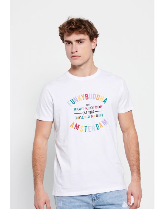 FBM007-035-04 T-shirt με multicolor τύπωμα κειμένου Funky Buddha