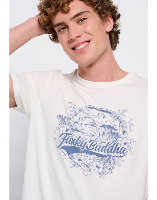 FBM007-348-04 T-shirt με branded hawaiian style τύπωμα Funky Buddha