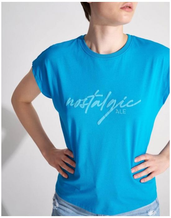 T-shirt με lettering Turquoise ALE