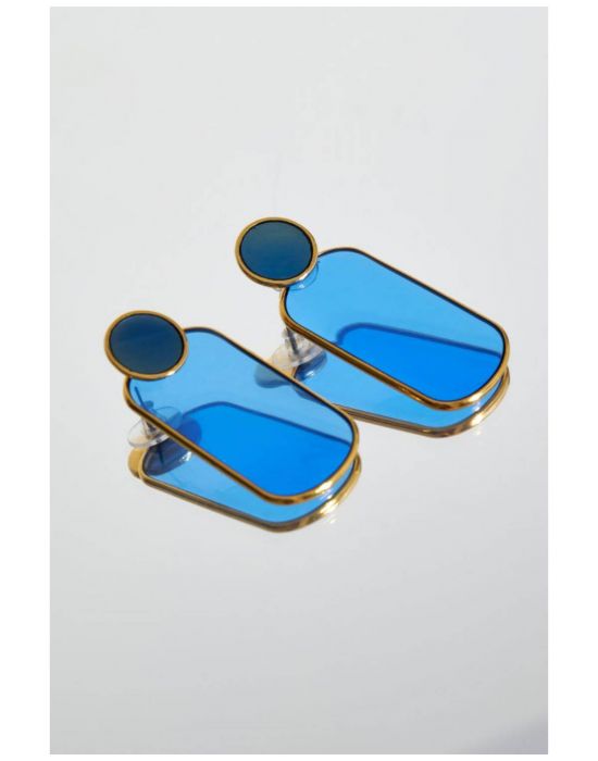 Σκουλαρίκια κρεμαστά με μπλε στοιχεία Blue ALE