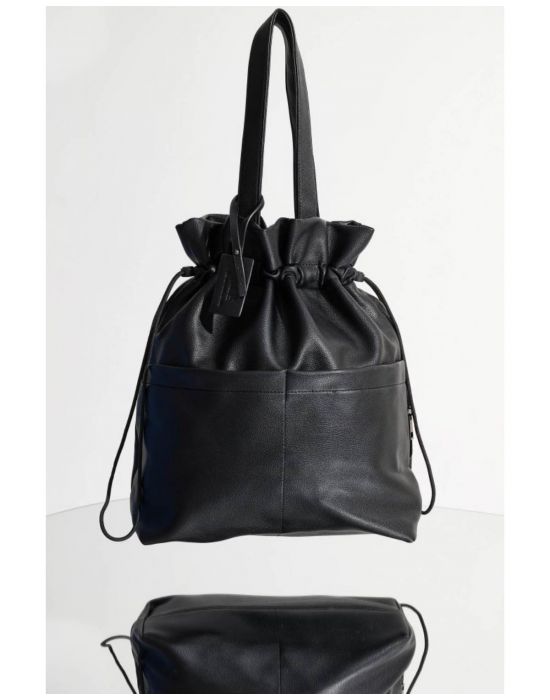 Τσάντα πουγκί με εξωτερικές τσέπες Black ALE