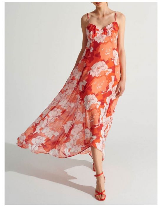 Φόρεμα μακρύ με φλοράλ μοτίβα Multicolor ALE