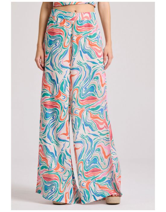 Γυναικεία Εμπριμέ Wide Leg Παντελόνα FBL009-123-02