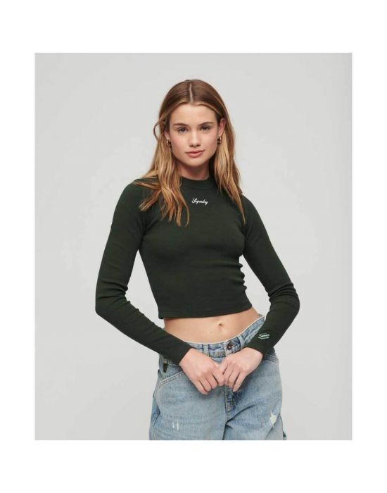 Γυναικεία Μπλούζα Rib Long Sleeve Emb Fitted W6011656A