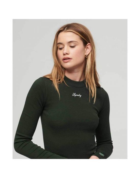 Γυναικεία Μπλούζα Rib Long Sleeve Emb Fitted W6011656A