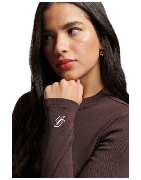 Γυναικεία Μπλούζα Rib Long Sleeve Emb Fitted W6011656A