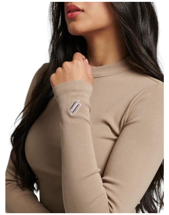 Γυναικεία Μπλούζα Rib Long Sleeve Emb Fitted W6011656A