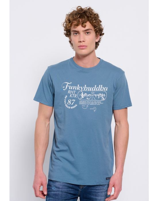 FBM007-034-04 T-shirt από οργανικό βαμβάκι με retro τύπωμα Funky Buddha