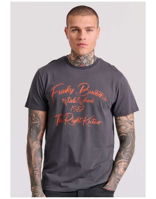 Ανδρικό T-Shirt Με Branded Retro Τύπωμα FBM009-097